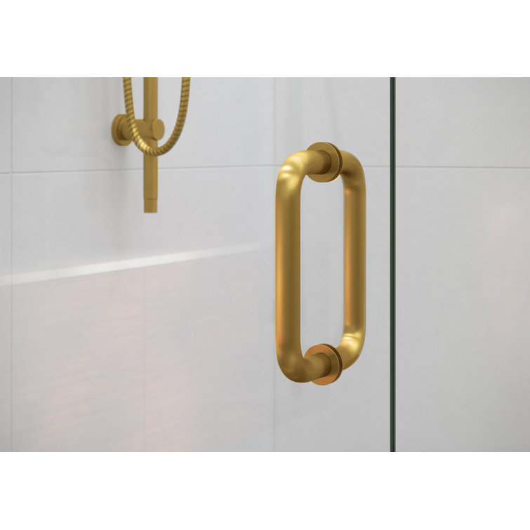 Satin Brass Frameless Glass Wall Hinge Shower Door