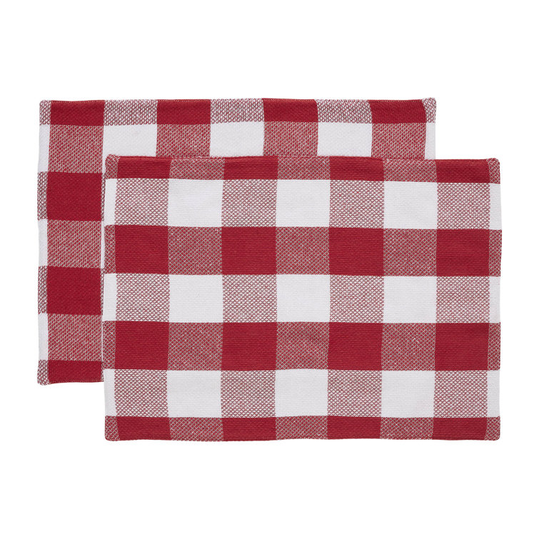Annie Red and White Cotton Plaid Rectangle Placemat Set
