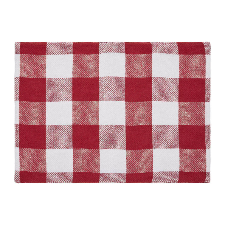 Annie Red and White Cotton Plaid Rectangle Placemat Set
