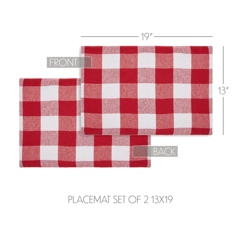 Annie Red and White Cotton Plaid Rectangle Placemat Set
