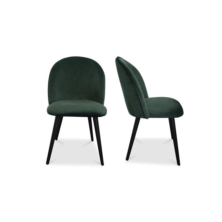 Emerald Green Upholstered Wood High Back Side Chair Set
