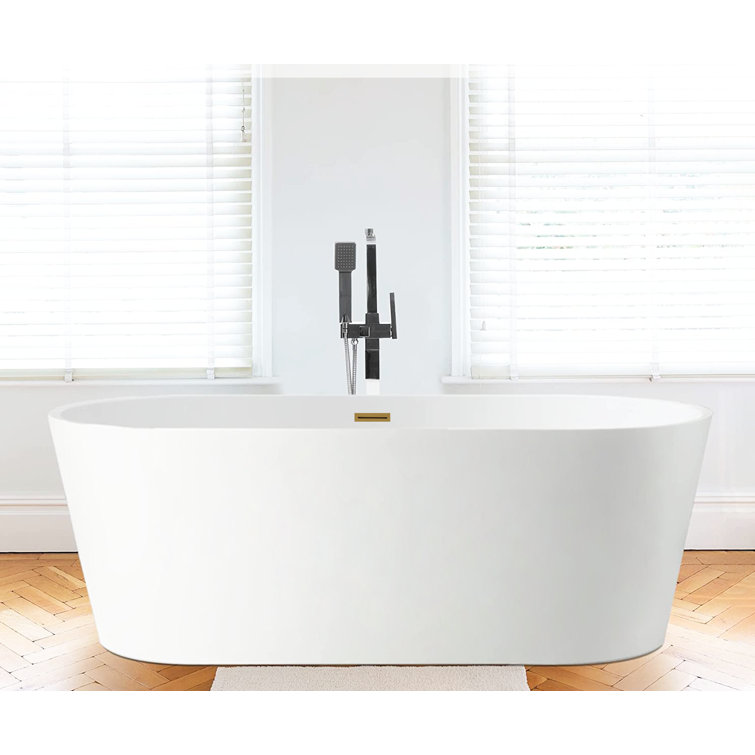 Iris 59" White Freestanding Acrylic Soaking Bathtub