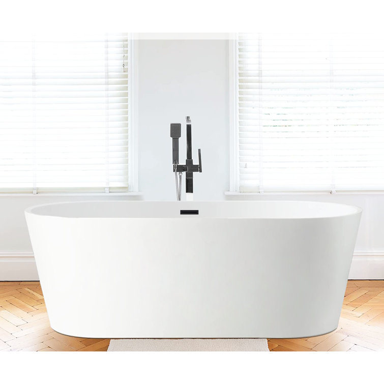 Iris 59" White Freestanding Acrylic Soaking Bathtub