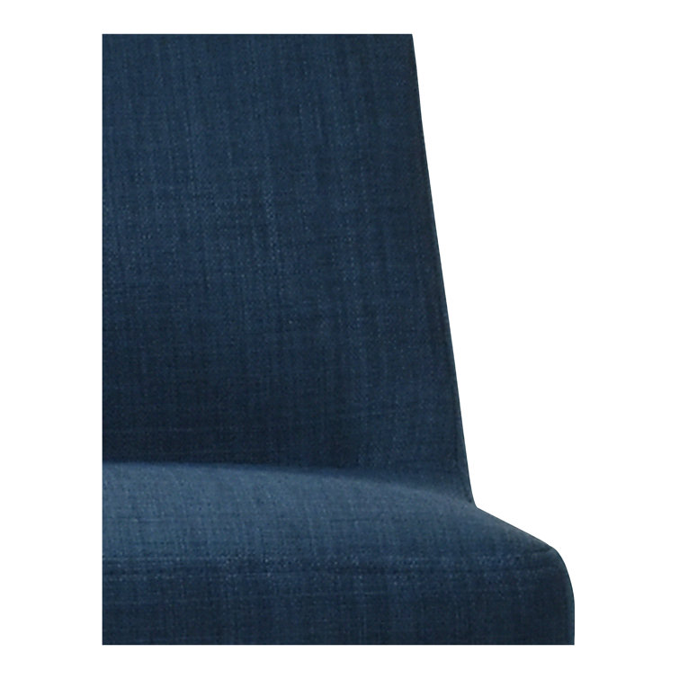 Blue Upholstered Low Back Steel Counter Stool with Footrest