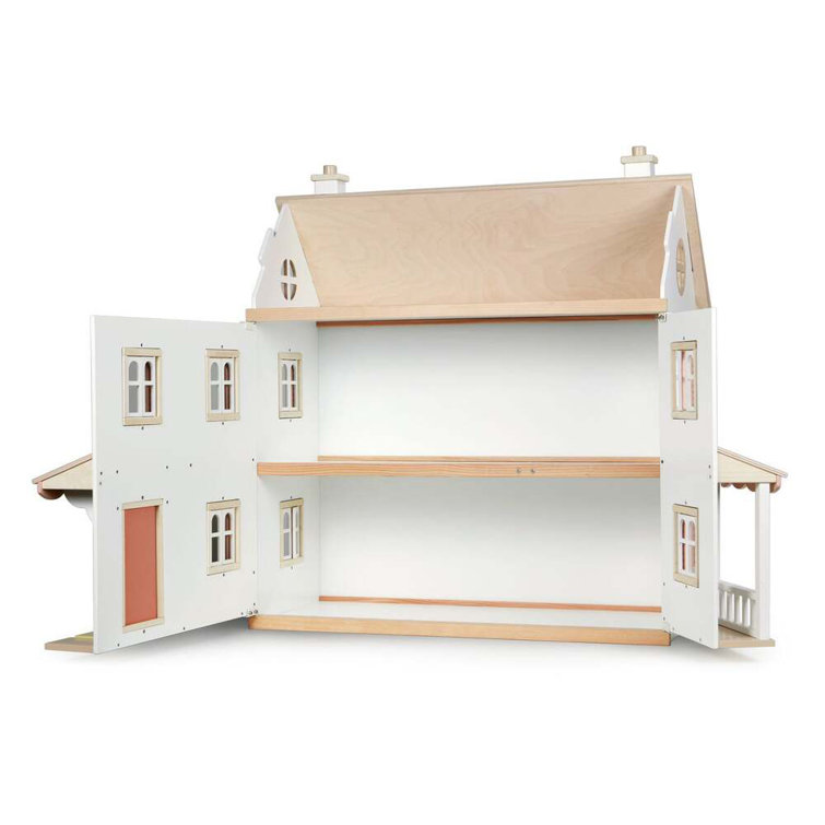 Large White and Pink Wooden Colonial Dollhouse Kit