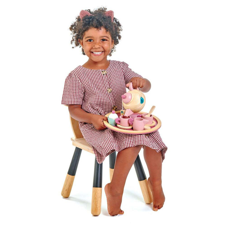 Pink and Natural Wooden Birdie Tea Set for Kids