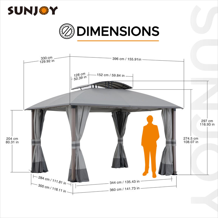 Fremont 11x13 Gray Soft Top Gazebo with Galvanized Steel Frame