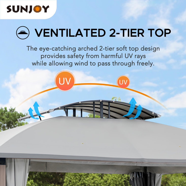 Fremont 11x13 Gray Soft Top Gazebo with Galvanized Steel Frame