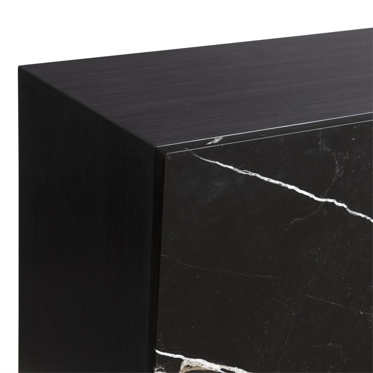 Imani 72'' Black Stone and Stainless Steel Sideboard