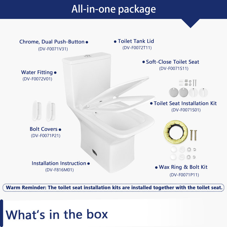 Ace White Ceramic Dual-Flush Elongated One-Piece Toilet