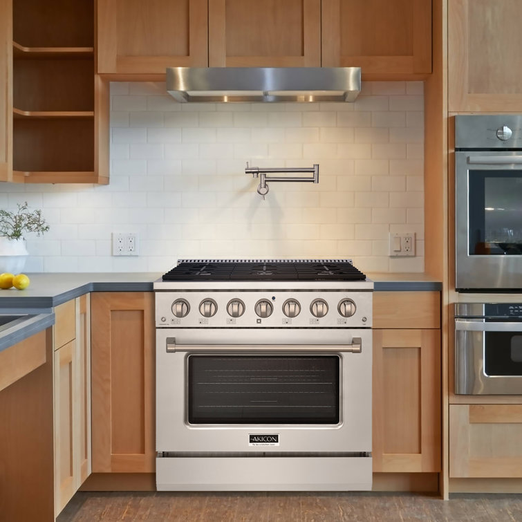 Akicon 36" Stainless Steel Natural Gas Range with Convection and 6 Burners