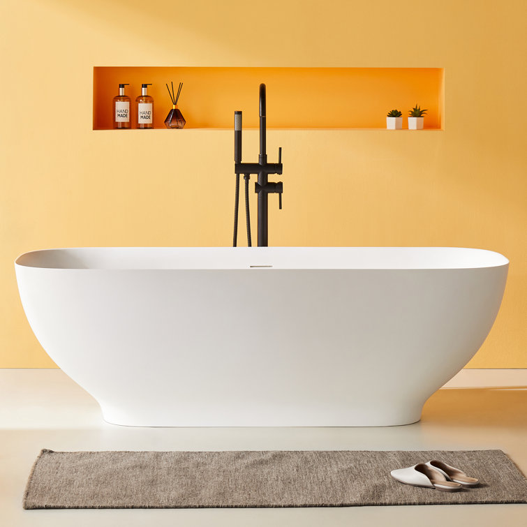 63'' White Acrylic Freestanding Soaking Bathtub