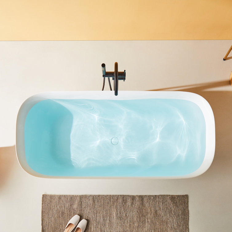 63'' White Acrylic Freestanding Soaking Bathtub