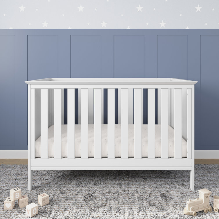 Matte White Convertible Crib and Dresser Nursery Set