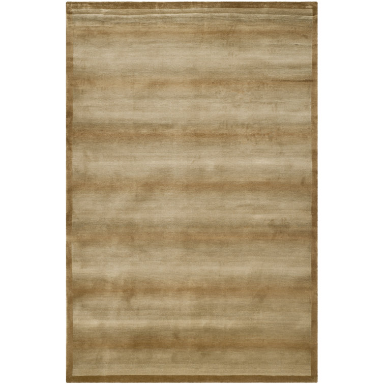 Hand-Knotted Geometric Wool and Silk 8' x 10' Rug