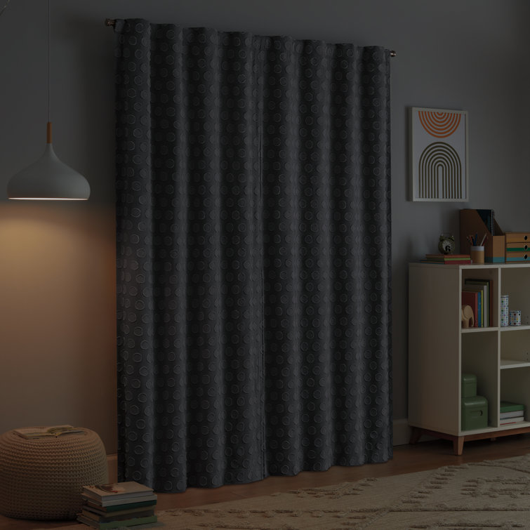Gray 63" Polyester Blackout Nursery Curtain Panel