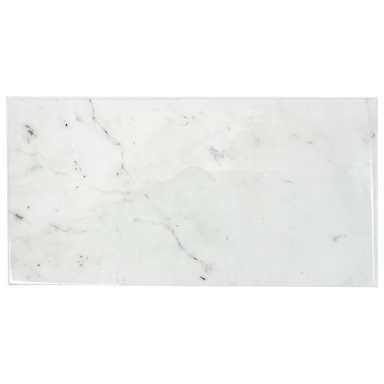 Glossy White Marble Peel and Stick Backsplash Tile