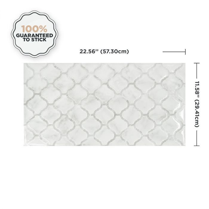 Glossy Gray Marble Look Peel and Stick Backsplash Tile