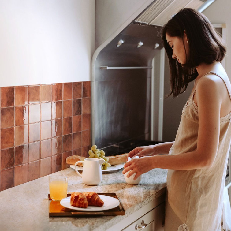Zellige Safi Orange Glossy Peel and Stick Wall Tile