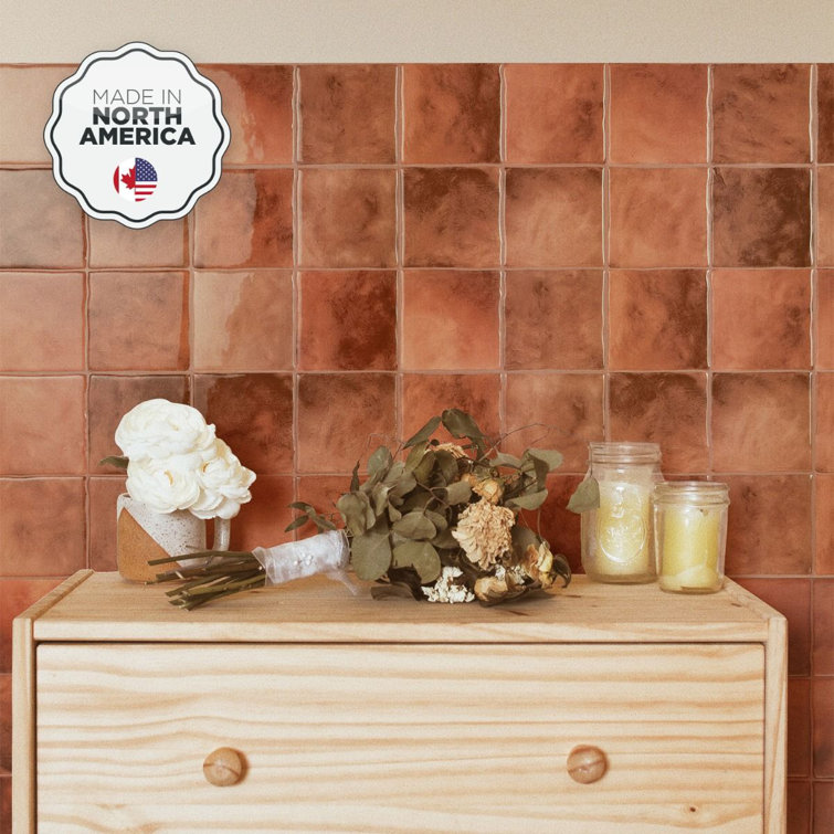 Zellige Safi Orange Glossy Peel and Stick Wall Tile