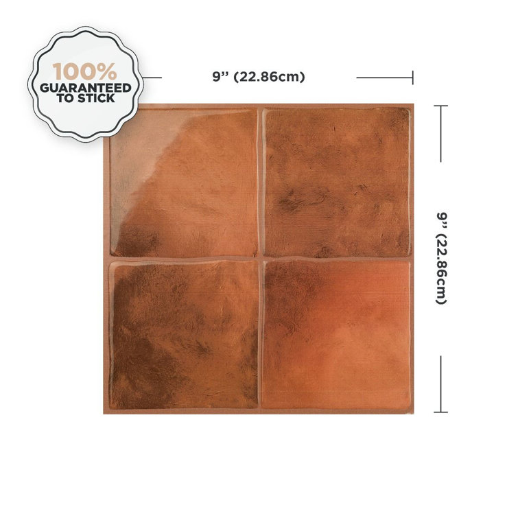 Zellige Safi Orange Glossy Peel and Stick Wall Tile