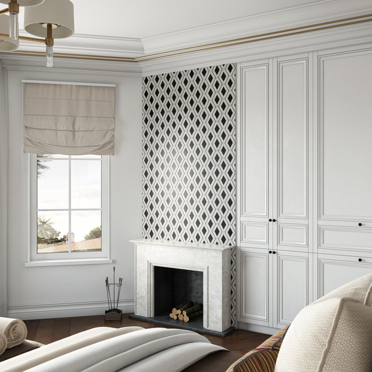 Spencer 10-in x 10-in Polished Black and White Marble Mosaic Tile