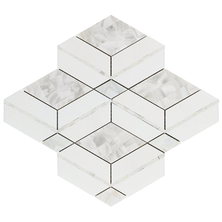 Spencer 10-inch White Polished Marble Mosaic Tile