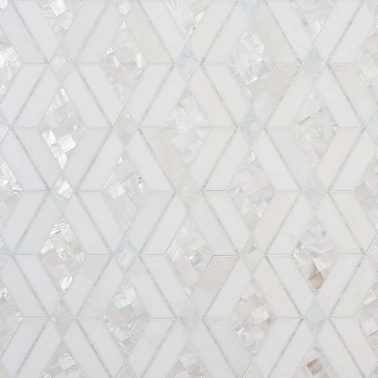 Spencer 10-inch White Polished Marble Mosaic Tile