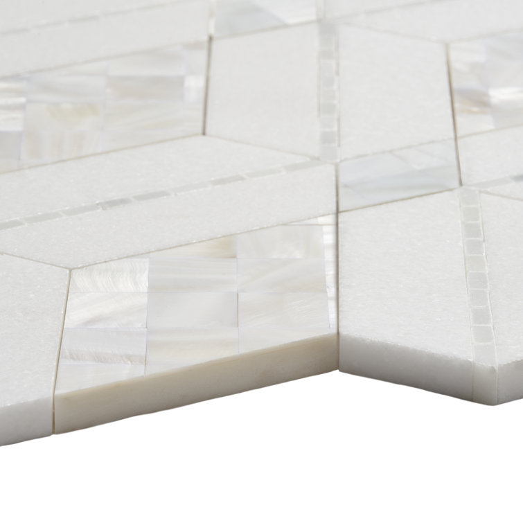 Spencer 10-inch White Polished Marble Mosaic Tile
