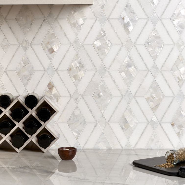Spencer 10-inch White Polished Marble Mosaic Tile