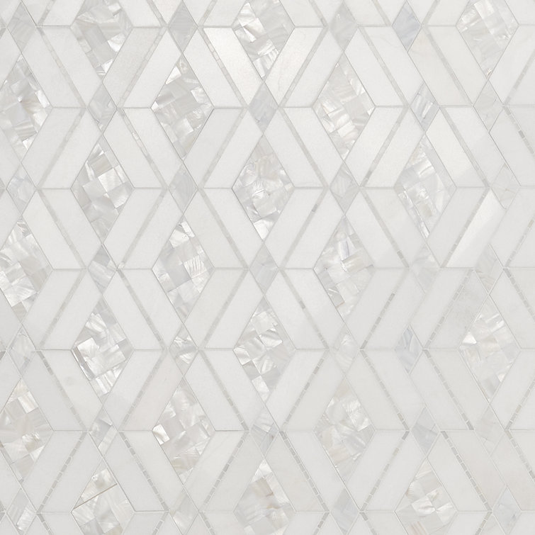 Spencer 10-inch White Polished Marble Mosaic Tile