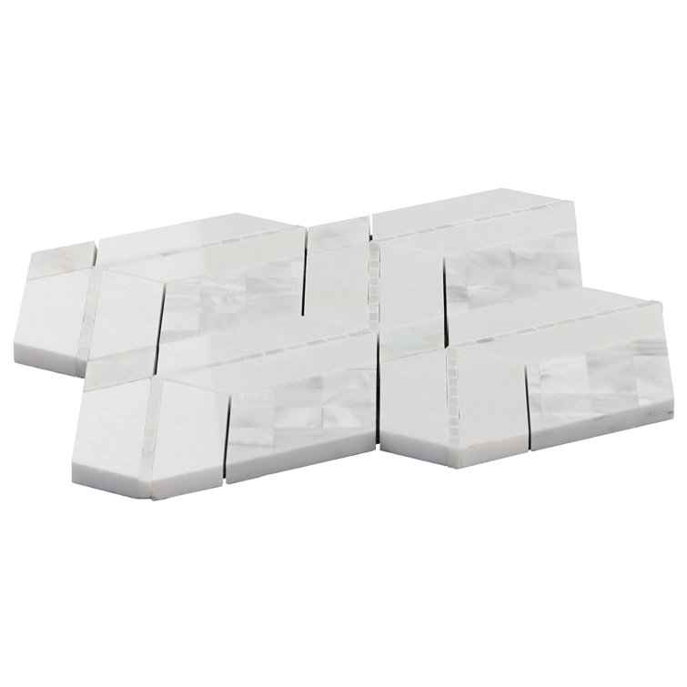 Spencer 10-inch White Polished Marble Mosaic Tile