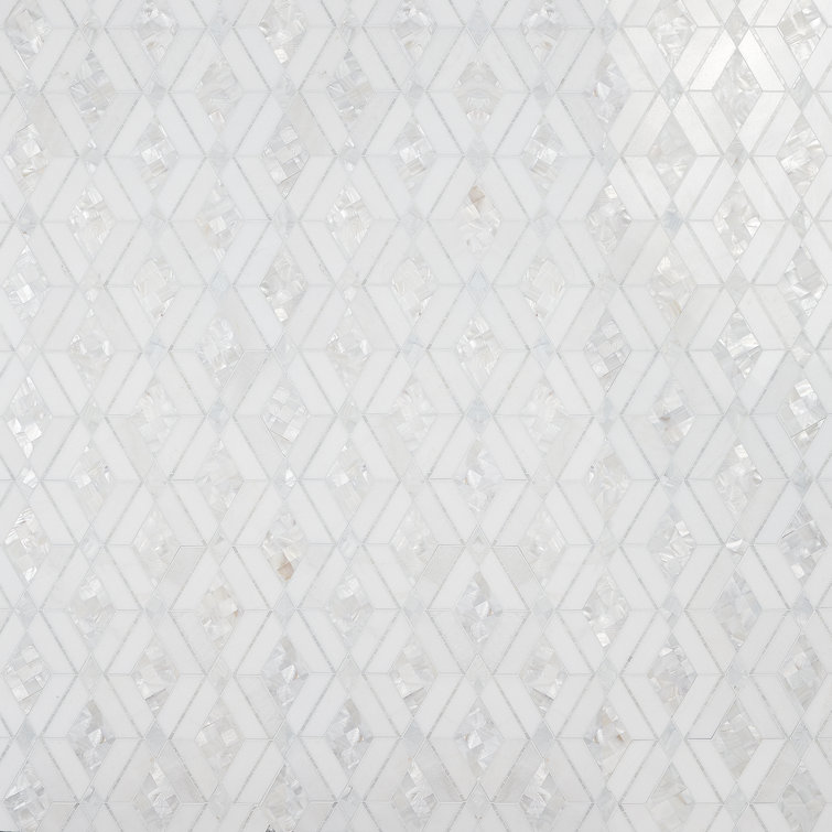Spencer 10-inch White Polished Marble Mosaic Tile