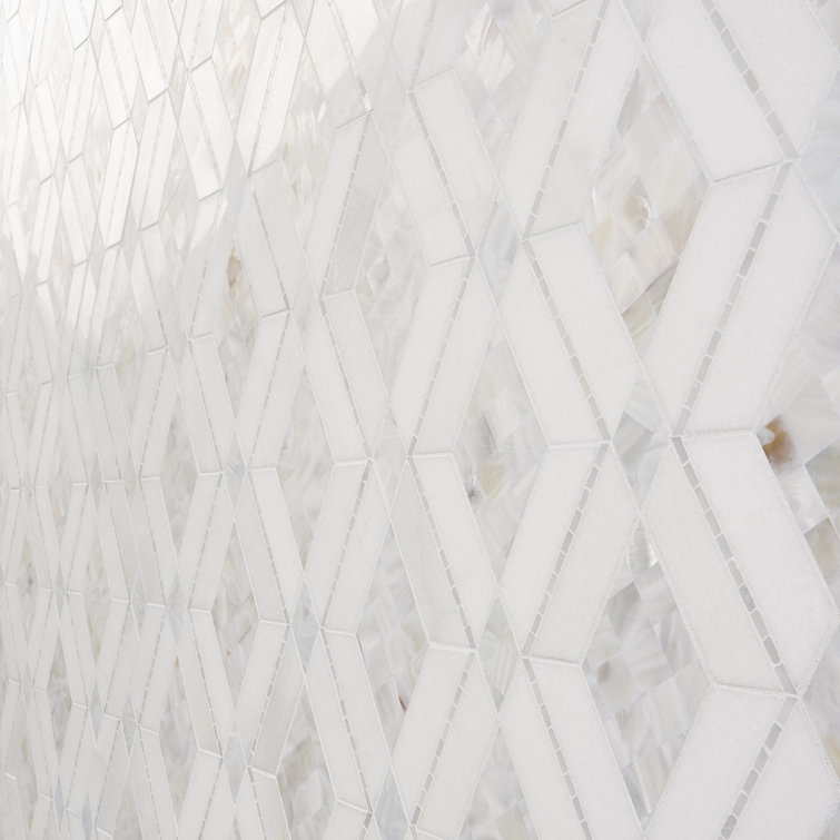 Spencer 10-inch White Polished Marble Mosaic Tile