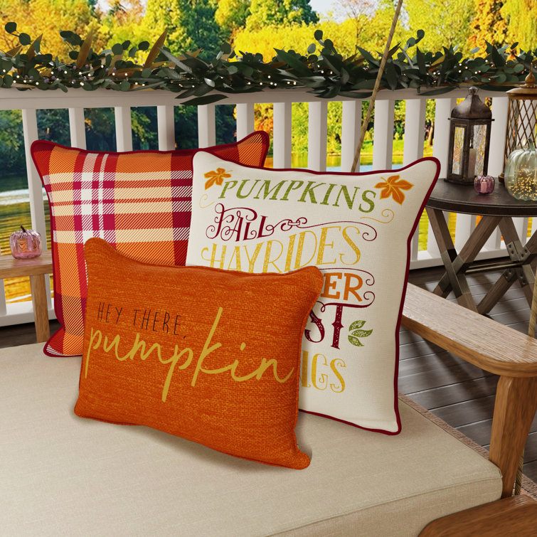 16" Square and Lumbar Outdoor Fall Throw Pillow Set