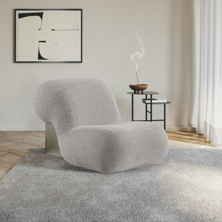 Quadra Taupe Boucle Fabric Accent Chair with Iron Metal Frame