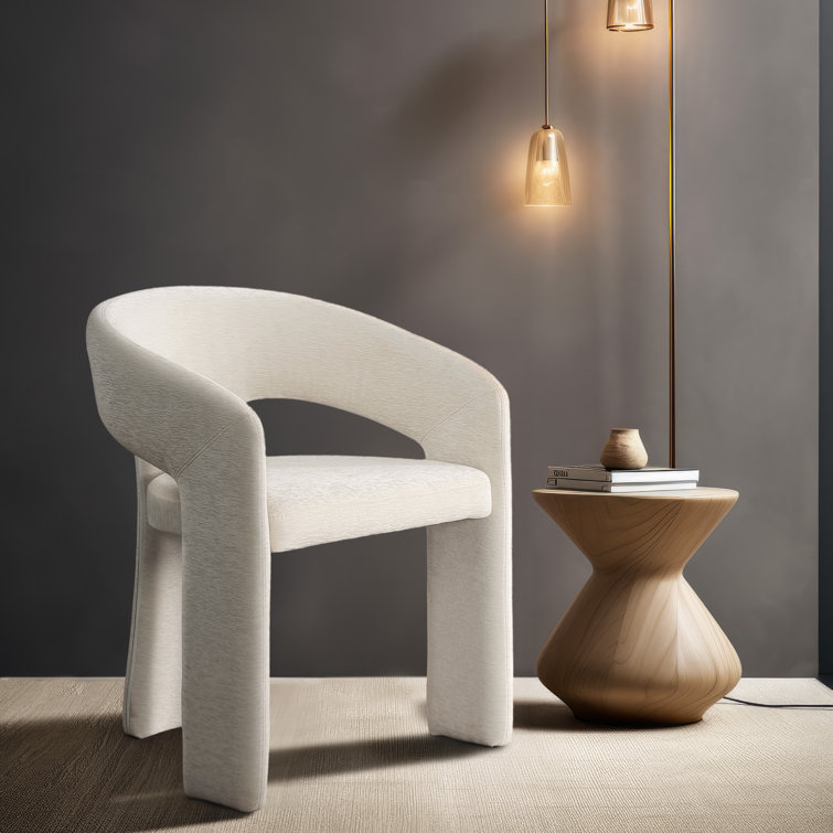 Contempo Cream Plush Fabric Dining Armchair with Iron Frame