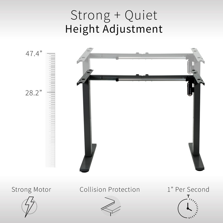 Vivo Adjustable Black Electric Standing Desk Frame with Memory Controller