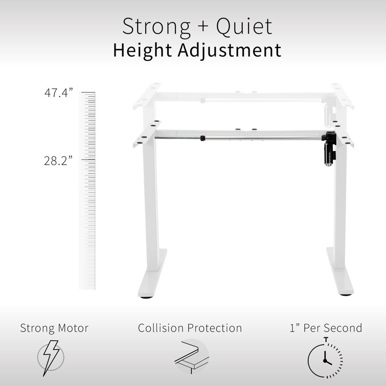 White Adjustable Electric Single Motor Standing Desk Frame