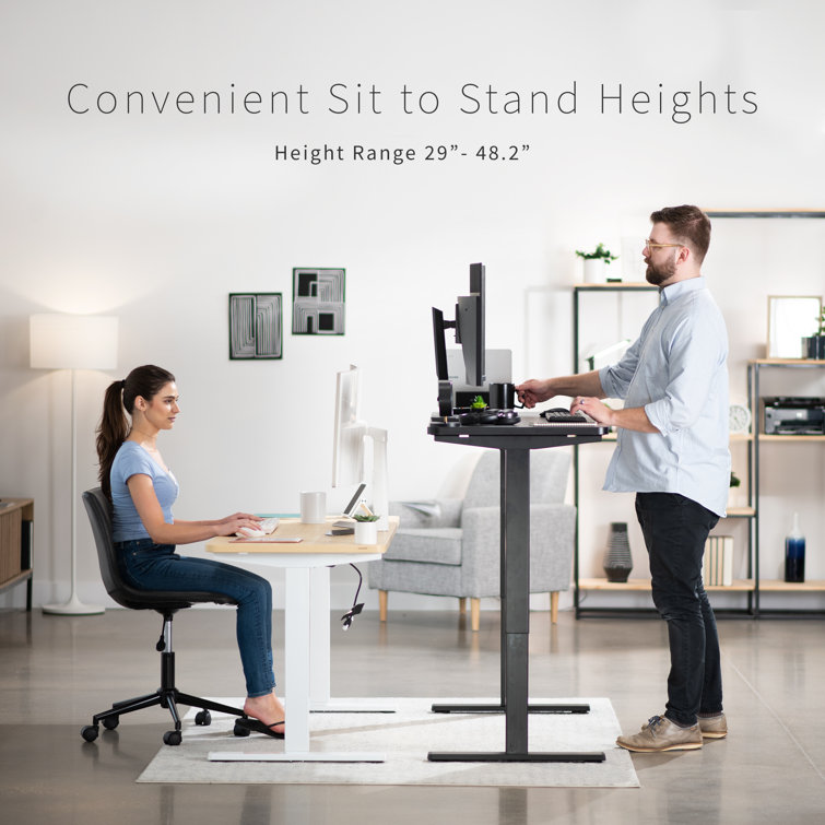 Black Adjustable Height Electric Standing Desk with Steel Frame