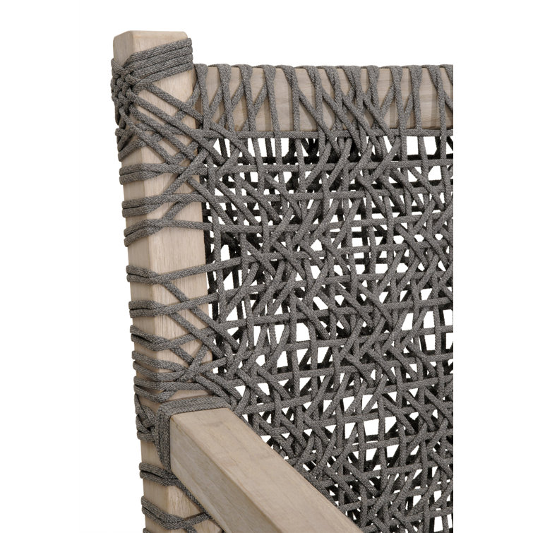 Gray Teak Outdoor Sofa with Woven Accents