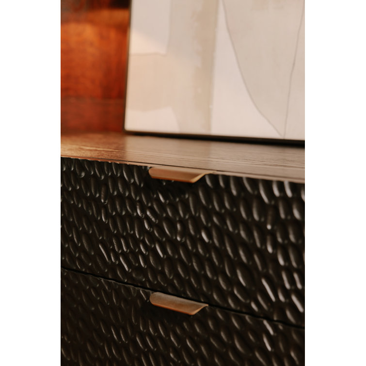 Breu Black Oak and Gold Iron 6-Drawer Sideboard