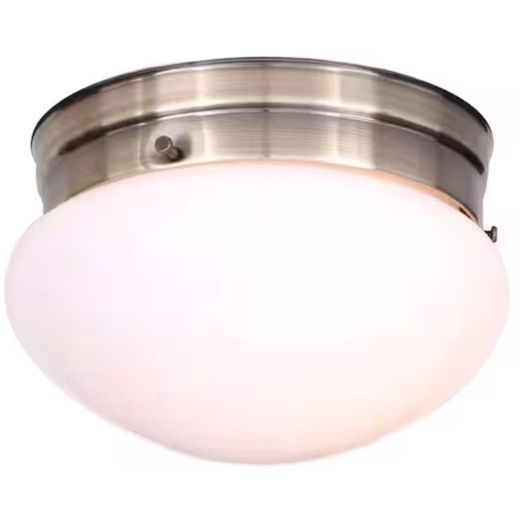 Antique Brass and Opalescent Glass Flush Mount Light