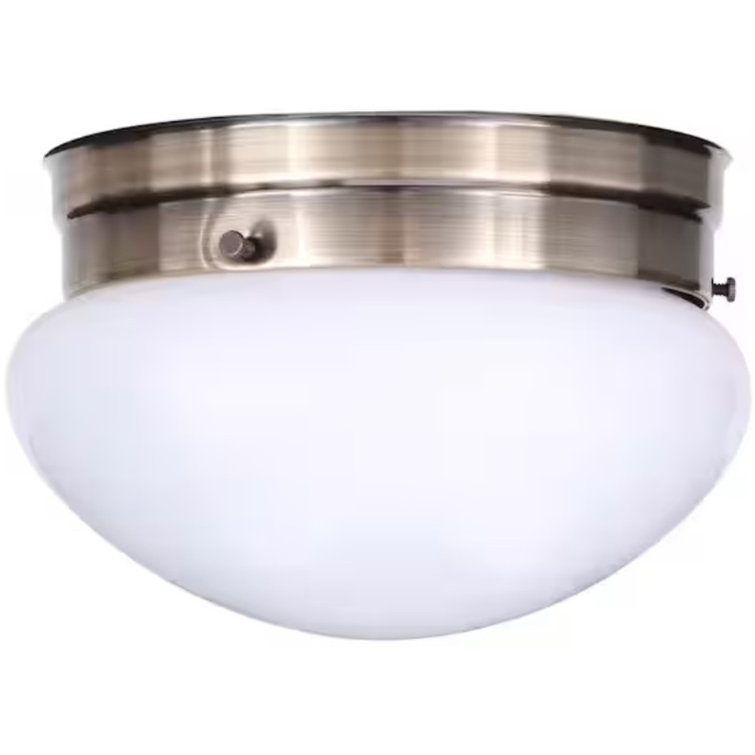 Antique Brass and Opalescent Glass Flush Mount Light