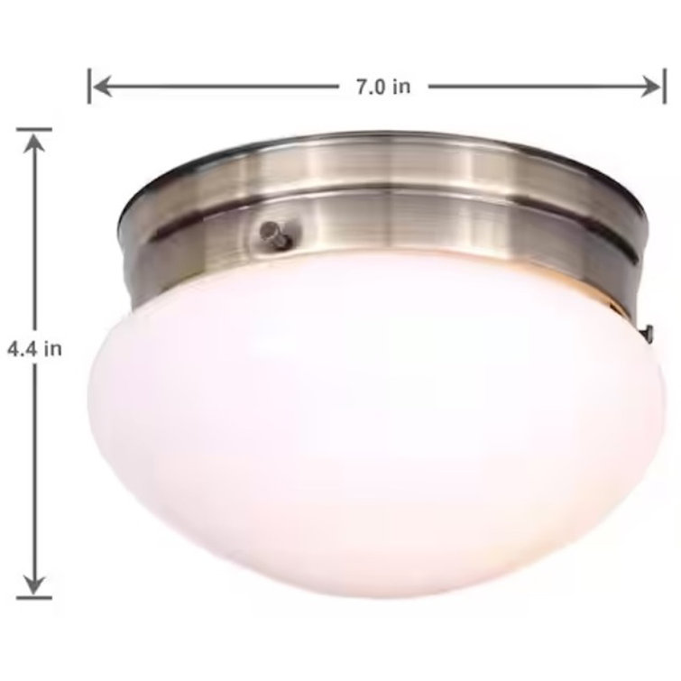 Antique Brass and Opalescent Glass Flush Mount Light