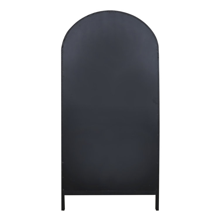 Black Oak Arched Display Cabinet with Shelving