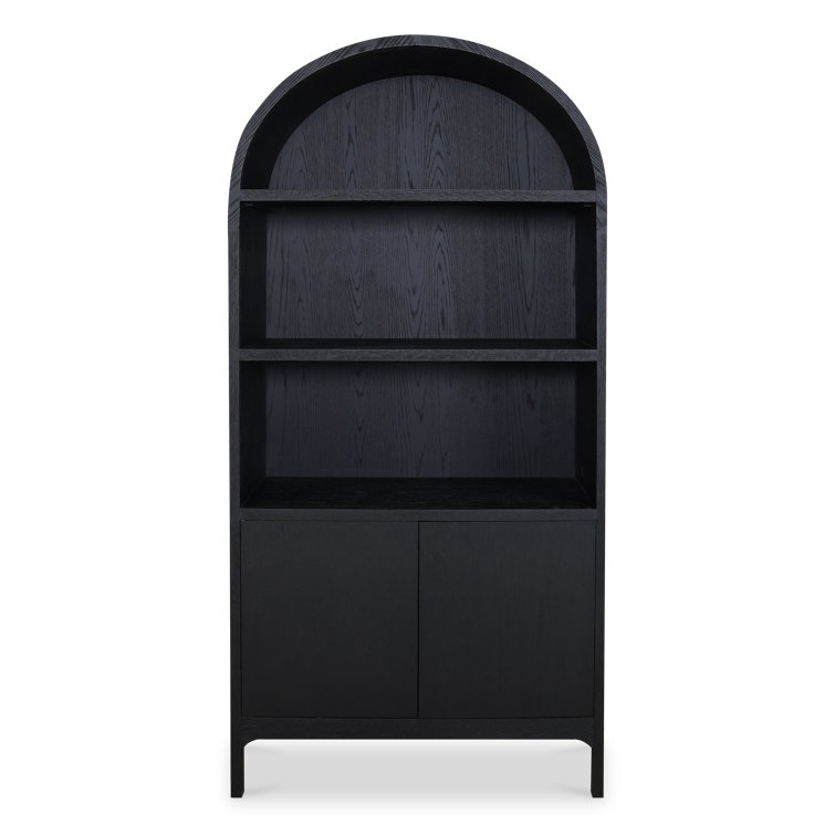 Black Oak Arched Display Cabinet with Shelving