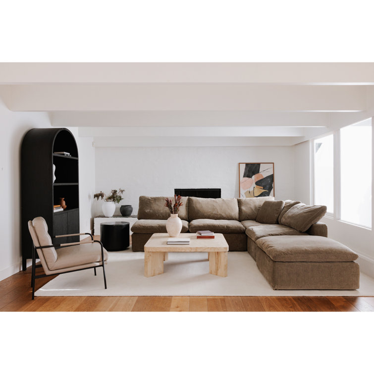 Black Oak Arched Display Cabinet with Shelving
