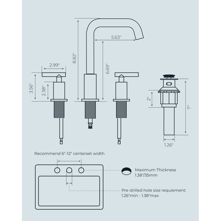 Brushed Gold Widespread Bathroom Faucet with Drain Assembly