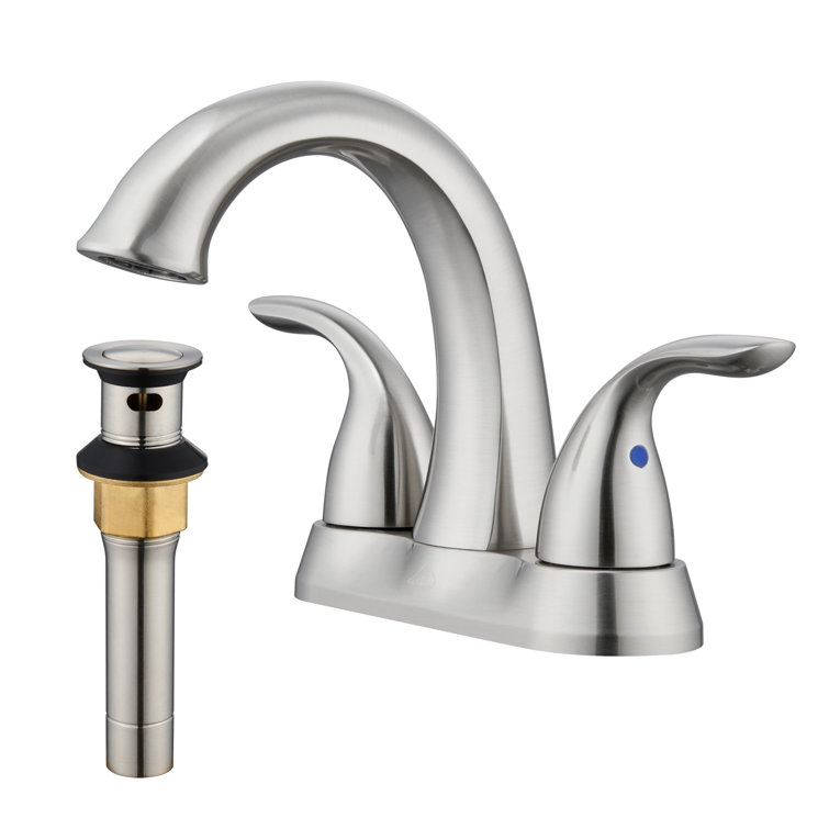 Brushed Nickel 2-Handle Centerset Bathroom Faucet with Pop-Up Drain